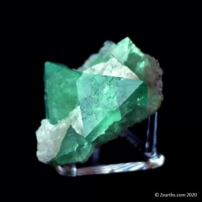 Green Fluorite Octahedrons w/ Quartz