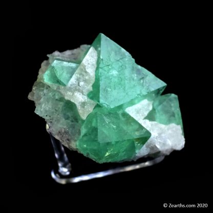 Green Fluorite Octahedrons w/ Quartz