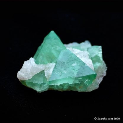 Green Fluorite Octahedrons w/ Quartz