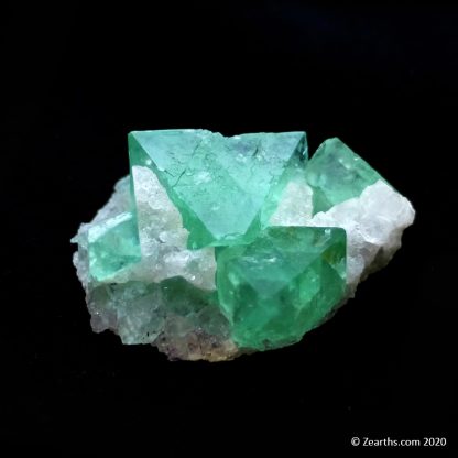 Green Fluorite Octahedrons w/ Quartz