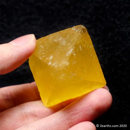 Yellow Fluorite Octahedron with Chalcopyrite from Cave-in-Rock, Illinois