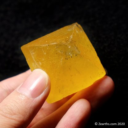 Yellow Fluorite Octahedron with Chalcopyrite from Cave-in-Rock, Illinois