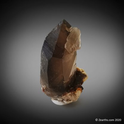 Dauphiné Twinned Smoky Quartz Crystal with Spessartine and Topaz from Yunxiao, Fujian, China