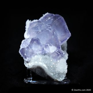 Blue Fluorite Penetration Twin on Quartz from Manaoshan, Hunan