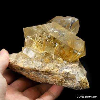 Double-Terminated Rutilated Quartz Crystals "Herkimer Diamonds" on Matrix from Bahia, Brazil