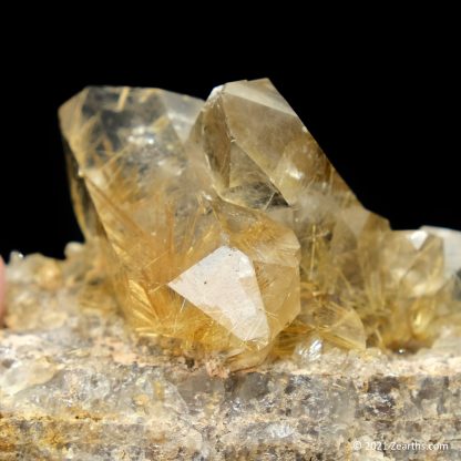 Double-Terminated Rutilated Quartz Crystals "Herkimer Diamonds" on Matrix from Bahia, Brazil