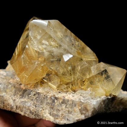 Double-Terminated Rutilated Quartz Crystals "Herkimer Diamonds" on Matrix from Bahia, Brazil