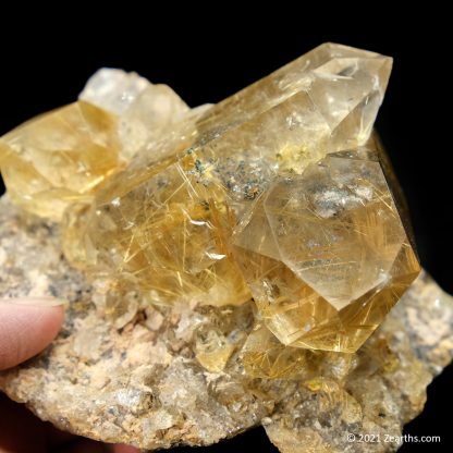 Double-Terminated Rutilated Quartz Crystals "Herkimer Diamonds" on Matrix from Bahia, Brazil