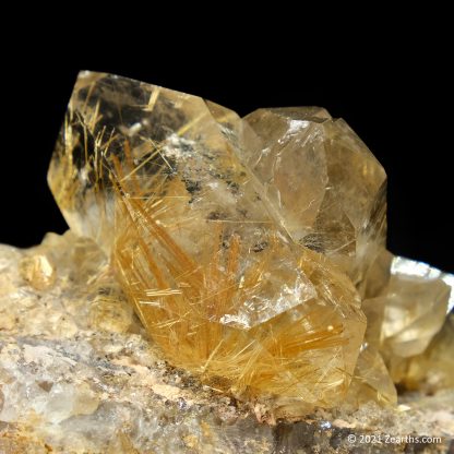 Double-Terminated Rutilated Quartz Crystals "Herkimer Diamonds" on Matrix from Bahia, Brazil