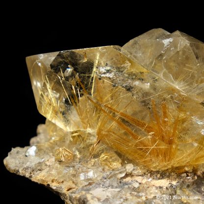 Double-Terminated Rutilated Quartz Crystals "Herkimer Diamonds" on Matrix from Bahia, Brazil