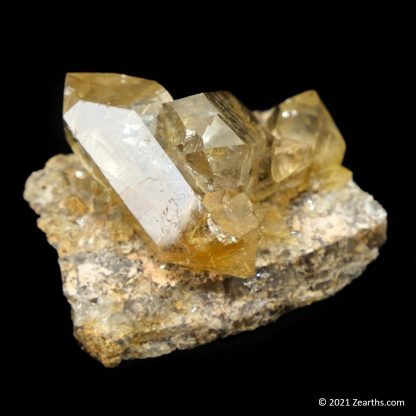 Double-Terminated Rutilated Quartz Crystals "Herkimer Diamonds" on Matrix from Bahia, Brazil