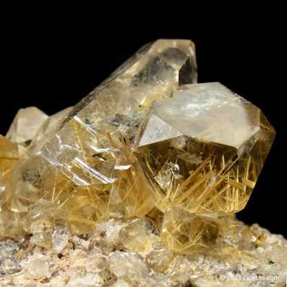 Double-Terminated Rutilated Quartz Crystals "Herkimer Diamonds" on Matrix from Bahia, Brazil