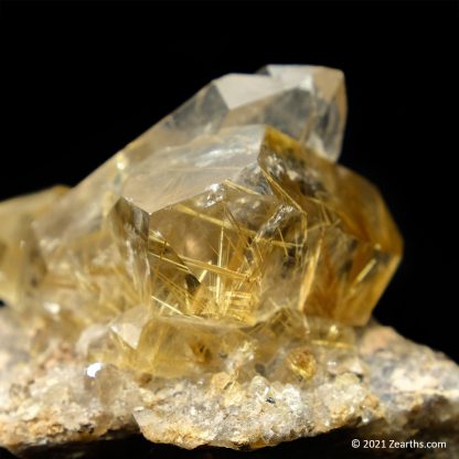 Double-Terminated Rutilated Quartz Crystals "Herkimer Diamonds" on Matrix from Bahia, Brazil