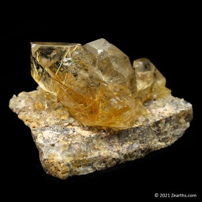 Double-Terminated Rutilated Quartz Crystals "Herkimer Diamonds" on Matrix from Bahia, Brazil