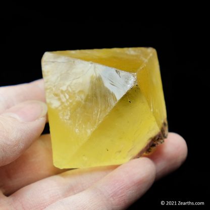Large Yellow Fluorite Octahedron with Chalcopyrite from Cave-in-Rock, Illinois, USA
