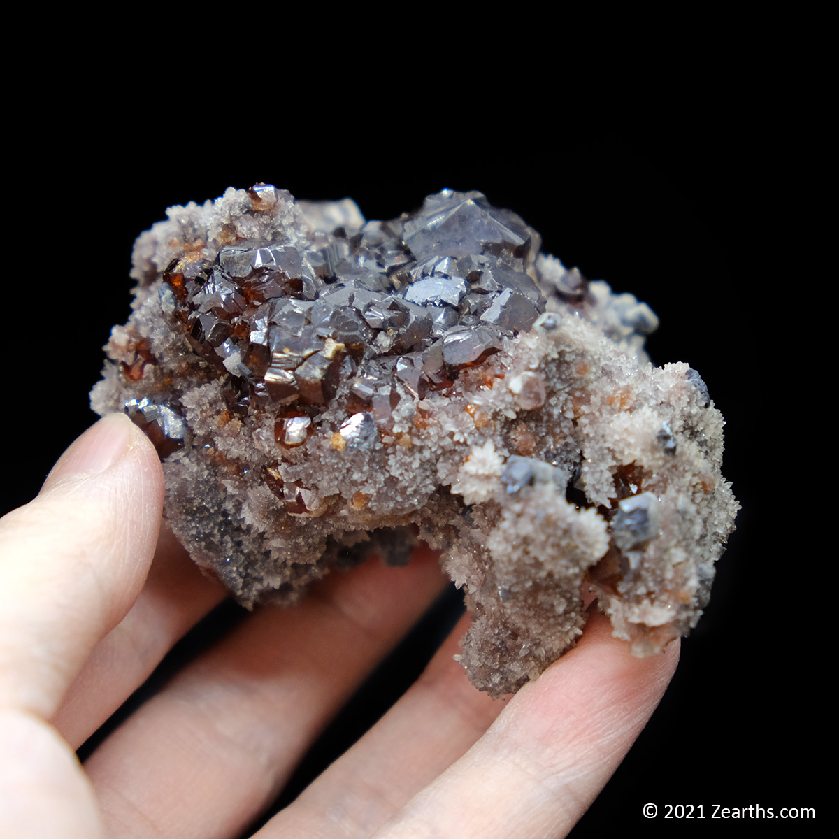 DSCF0173 Sphalerite and Galena Crystals on Quartz from Shuikoushan Mine, Hunan, China