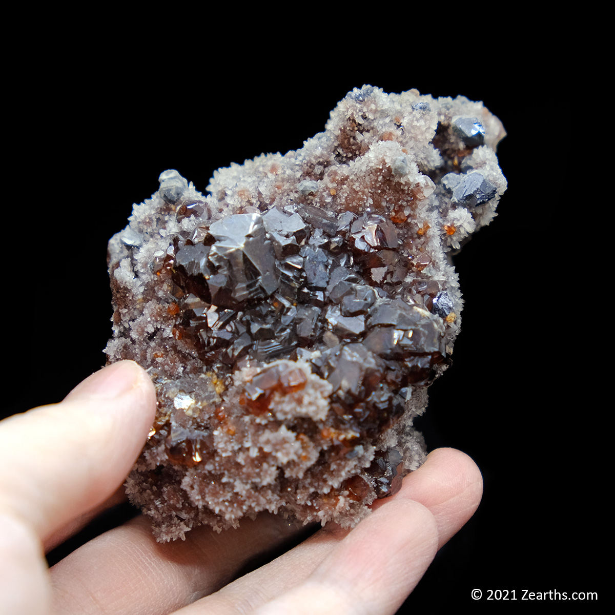 DSCF0179 Sphalerite and Galena Crystals on Quartz from Shuikoushan Mine, Hunan, China