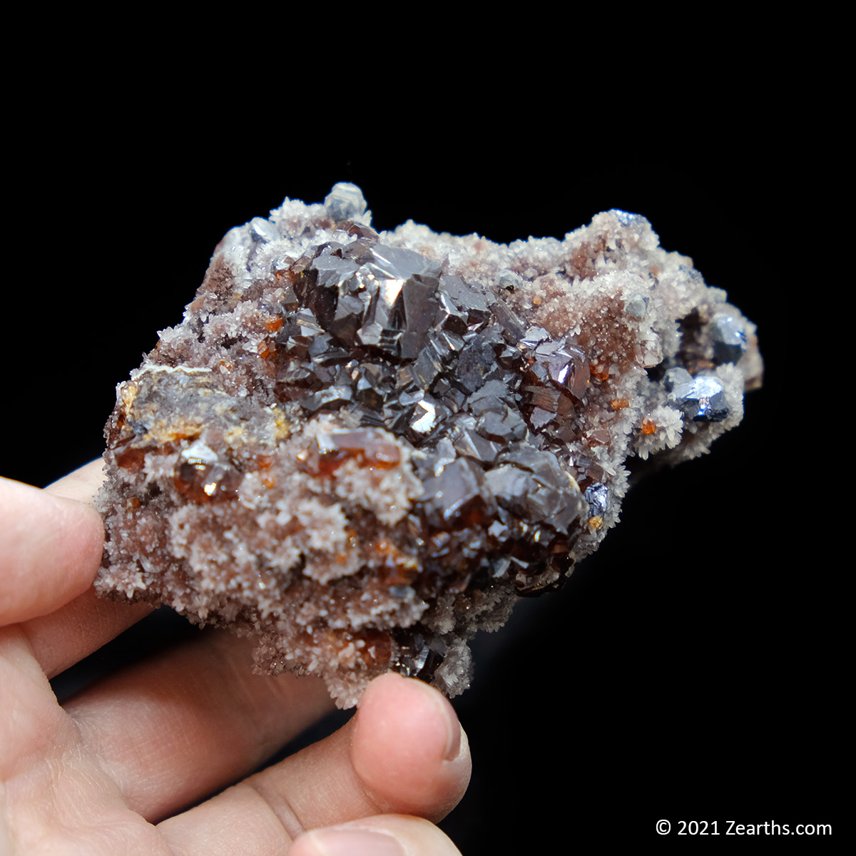 DSCF0189 Sphalerite and Galena Crystals on Quartz from Shuikoushan Mine, Hunan, China
