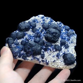 Blue Fluorite Crystals on Quartz Matrix from Huanggang Mine, Inner Mongolia, China