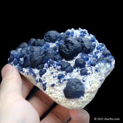 Blue Fluorite Crystals on Quartz Matrix from Huanggang Mine, Inner Mongolia, China