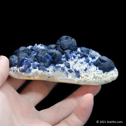 Blue Fluorite Crystals on Quartz Matrix from Huanggang Mine, Inner Mongolia, China