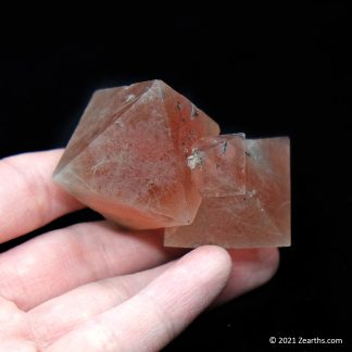Three Pink Red Fluorite Octahedron Stack from Huanggang Mine, Inner Mongolia, China