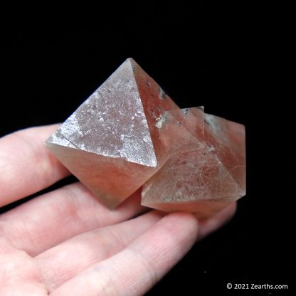 Three Pink Red Fluorite Octahedron Stack from Huanggang Mine, Inner Mongolia, China
