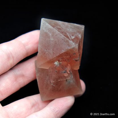 Three Pink Red Fluorite Octahedron Stack from Huanggang Mine, Inner Mongolia, China