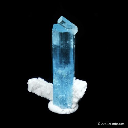 Gem Aquamarine Beryl Crystal on Feldspar from Erongo Mountains, Namibia