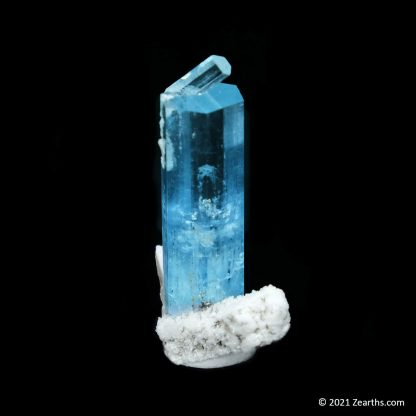 Gem Aquamarine Beryl Crystal on Feldspar from Erongo Mountains, Namibia