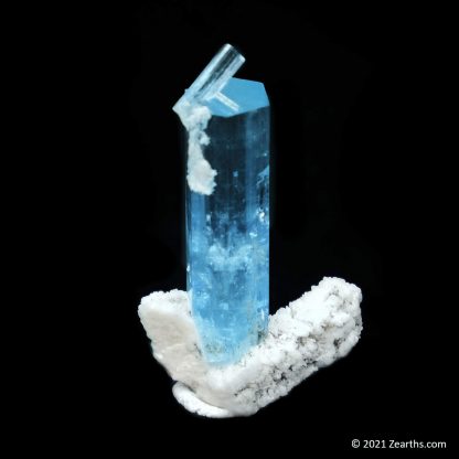 Gem Aquamarine Beryl Crystal on Feldspar from Erongo Mountains, Namibia