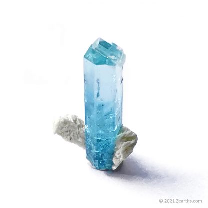 Gem Aquamarine Beryl Crystal on Feldspar from Erongo Mountains, Namibia