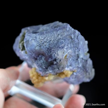 Blue Stepped Fluorite Floater with Mica and Arsenopyrite from Yaogangxian Mine, Hunan, China