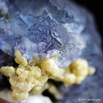 Blue Stepped Fluorite Floater with Mica and Arsenopyrite from Yaogangxian Mine, Hunan, China