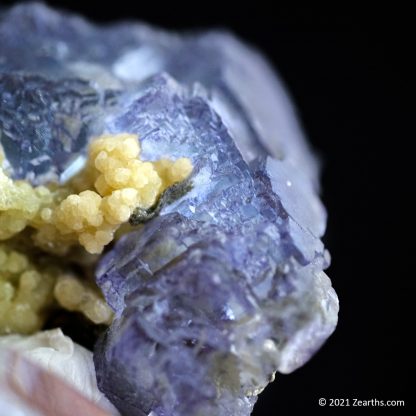 Blue Stepped Fluorite Floater with Mica and Arsenopyrite from Yaogangxian Mine, Hunan, China