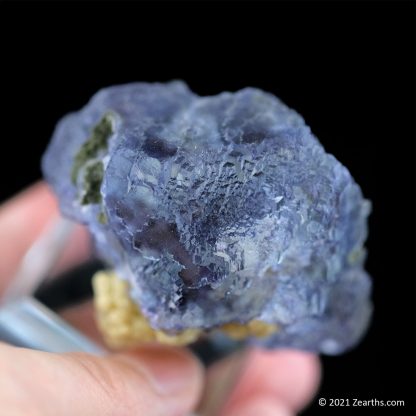 Blue Stepped Fluorite Floater with Mica and Arsenopyrite from Yaogangxian Mine, Hunan, China