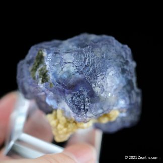 Blue Stepped Fluorite Floater with Mica and Arsenopyrite from Yaogangxian Mine, Hunan, China