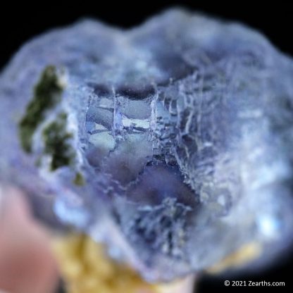 Blue Stepped Fluorite Floater with Mica and Arsenopyrite from Yaogangxian Mine, Hunan, China