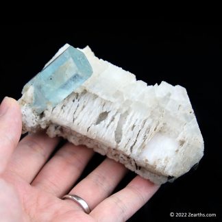 Double-Terminated Aquamarine on Albite from Shigar, Skardu, Pakistan