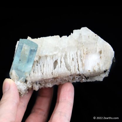 Double-Terminated Aquamarine on Albite from Shigar, Skardu, Pakistan