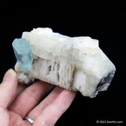 Double-Terminated Aquamarine on Albite from Shigar, Skardu, Pakistan