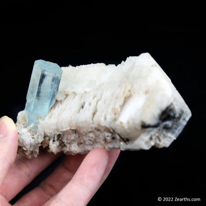 Double-Terminated Aquamarine on Albite from Shigar, Skardu, Pakistan