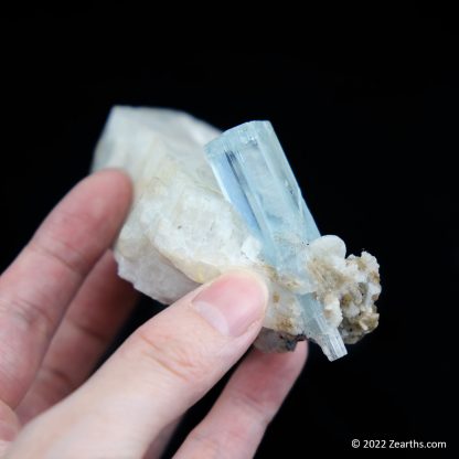Double-Terminated Aquamarine on Albite from Shigar, Skardu, Pakistan