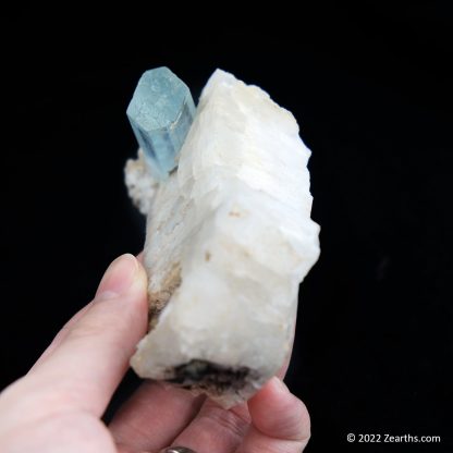 Double-Terminated Aquamarine on Albite from Shigar, Skardu, Pakistan
