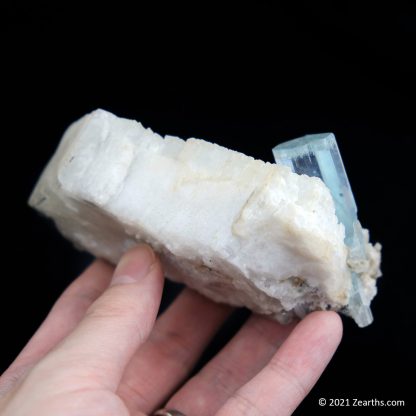 Double-Terminated Aquamarine on Albite from Shigar, Skardu, Pakistan