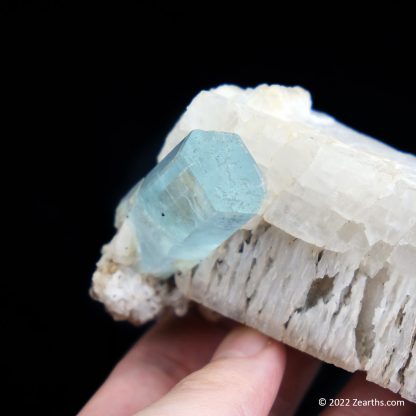 Double-Terminated Aquamarine on Albite from Shigar, Skardu, Pakistan