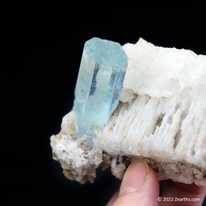 Double-Terminated Aquamarine on Albite from Shigar, Skardu, Pakistan