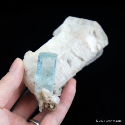 Double-Terminated Aquamarine on Albite from Shigar, Skardu, Pakistan