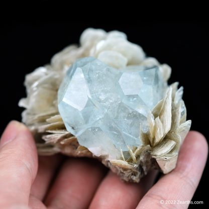 Tabular Aquamarine Crystals on Muscovite from Mt. Xuebaoding, Sichuan, China