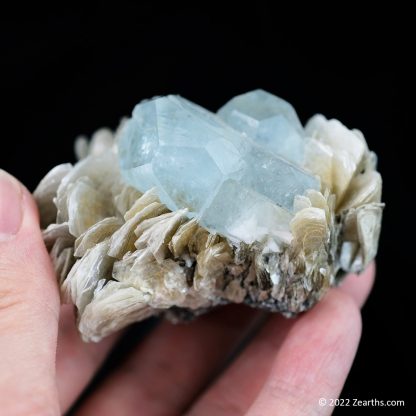 Tabular Aquamarine Crystals on Muscovite from Mt. Xuebaoding, Sichuan, China